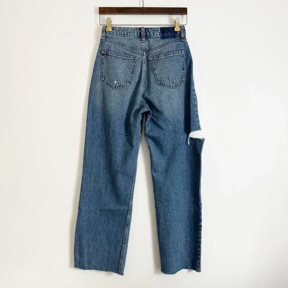 ABERCROMBIE The Loose High Rise Curve Love Jeans Slashed 25 Short - Picture 9 of 13